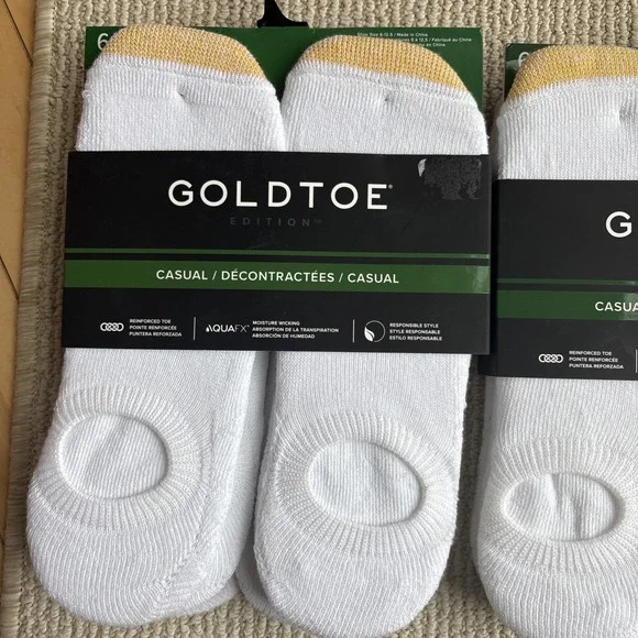 2 Gold Toe Edition 6 Pair White Casual No Show Sneaker Socks Size 6-12.5 - New - Picture 2 of 9